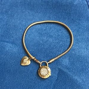Pandora Gold Pave Padlock Bracelet w/ Charm